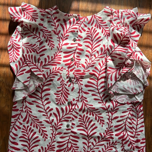 Who What Where Women’s Size M Linen Blend Blouse With Ruffles Summer Casual - Picture 8 of 8
